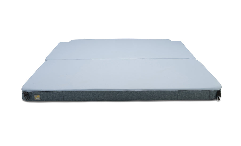 Van shaped bed laid flat