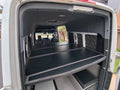 3 piece aluminum light weight modular bed platform inside a van